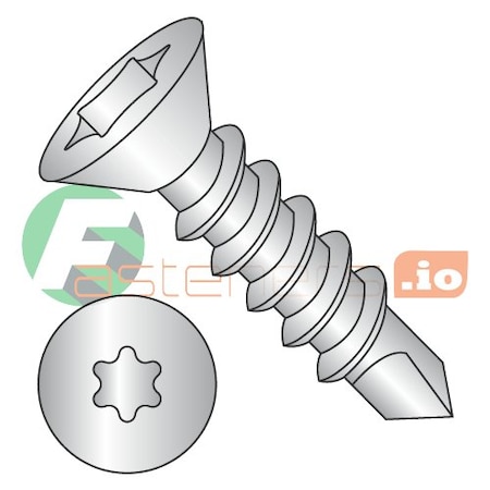 Newport Fasteners Self-Drilling Screw, #8 x 3/4 in, Plain 18-8 Stainless Steel Flat Head Torx Drive, 5000 PK 741201
